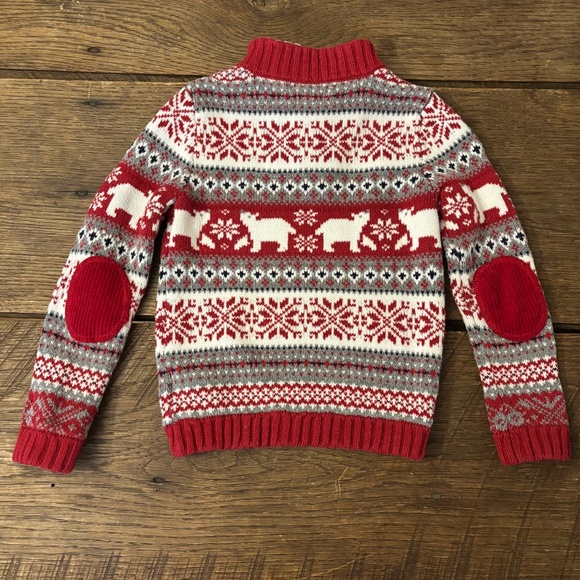 Aspen Kids Warm Read White and Gray Christmas Sweater with Bears Fleece Lined - Picture 7 of 7